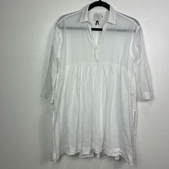 HD In Paris Anthropologie Blair Gauze Empire Babydoll Tunic Top Size 4 - Picture 2 of 11